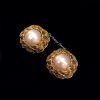 Chanel Gold Tone Faux Pearl Clip Earring 93P