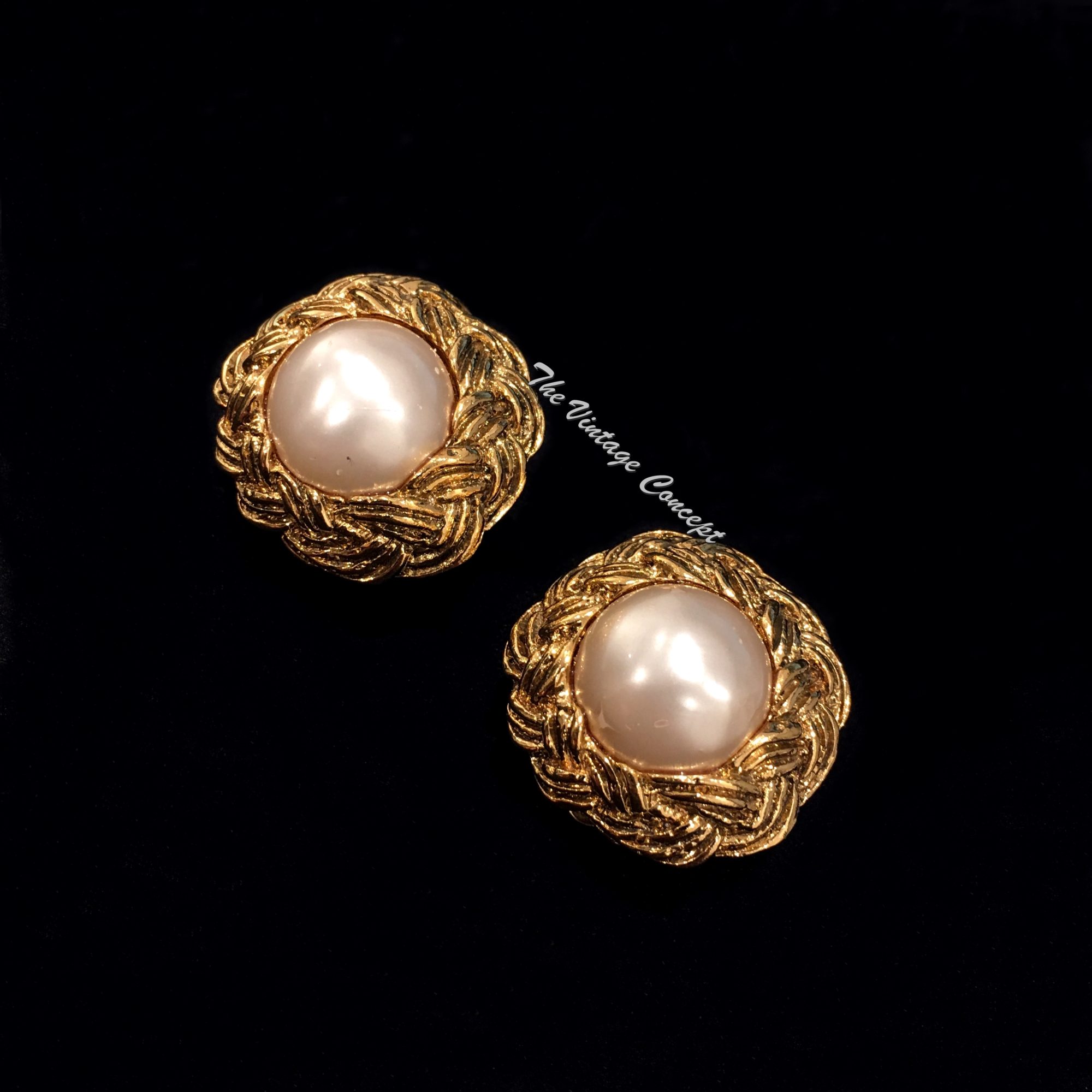 Chanel Gold Tone Faux Pearl Clip Earring 93P (SOLD) - The Vintage Concept