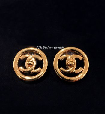 Chanel Gold Tone Turn Lock Clip Earrings 97P - The Vintage Concept