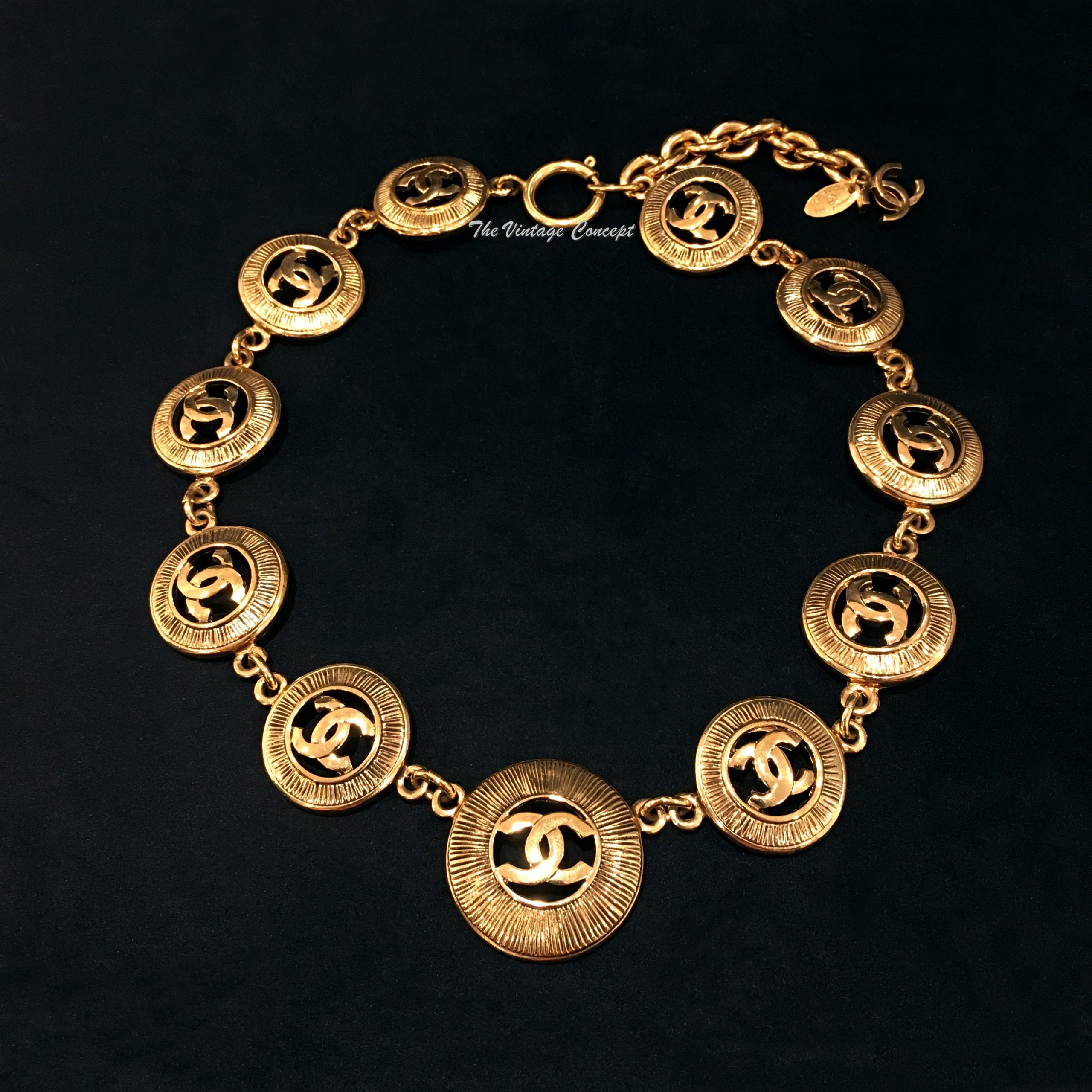 Vintage Chanel CC Logo Ribbon Cross Pendant Necklace  Recess