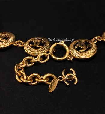 Chanel Gold Tone Large Multiple CC Logo Pendant Necklace from 80's (SOLD) - The Vintage Concept