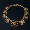 Chanel Gold Tone Flower Pendants Short Necklace from 80’s