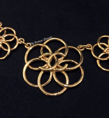 Chanel Gold Tone Flower Pendants Short Necklace from 80's - The Vintage Concept