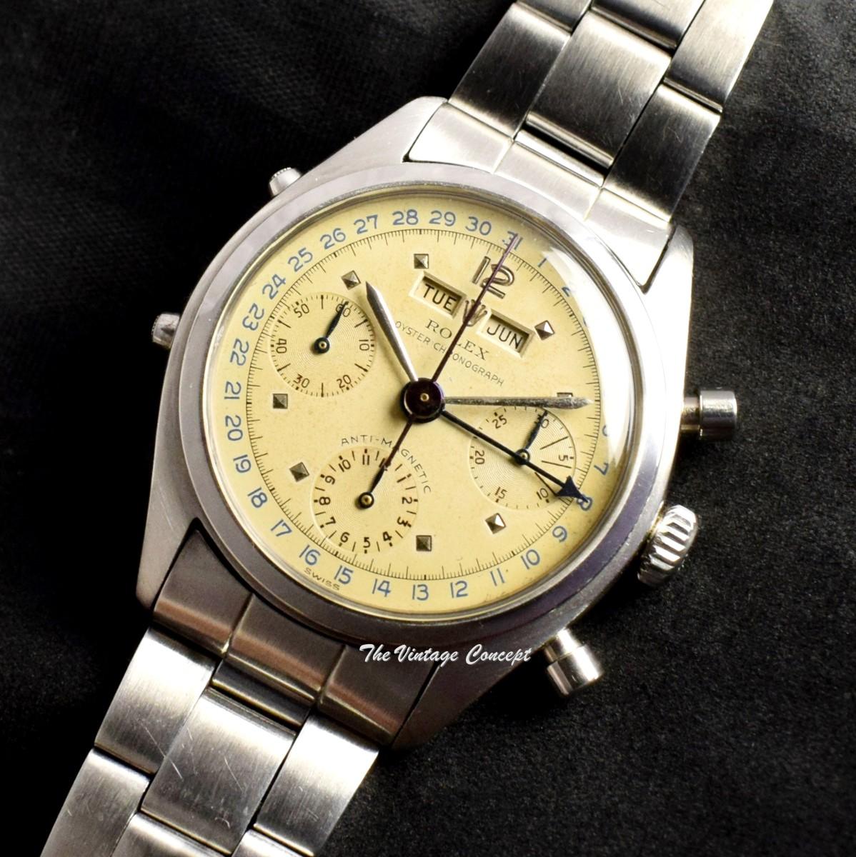 Rolex Killy Triple Date Calendar Chronograph Stainless Steel Creamy Dial 6036