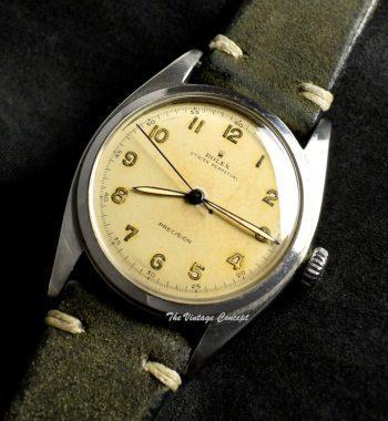 Rolex Oyster Perpetual Precision Steel Big Bubbleback Numeral Indexes Creamy Dial 6028