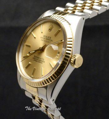 Rolex Datejust Two-Tone 18K Yellow Gold & Steel Gold Dial "Tiffany & Co" 16013 w/ Original Paper & Service Paper - The Vintage Concept
