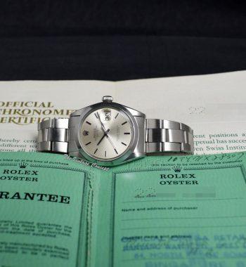 Rolex Oyster Perpetual Date Silver Dial 1500 w/ Double Papers (SOLD) - The Vintage Concept
