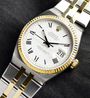 Rolex Datejust Oysterquartz Two-Tone Yellow Gold & Steel White Dial Roman Indexes 17013