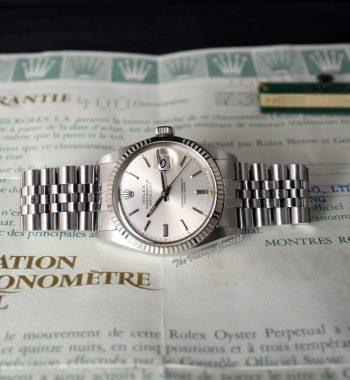 Rolex Oyster Perpetual Datejust Silver Dial 16014 w/ Original Paper & Serial Tag - The Vintage Concept
