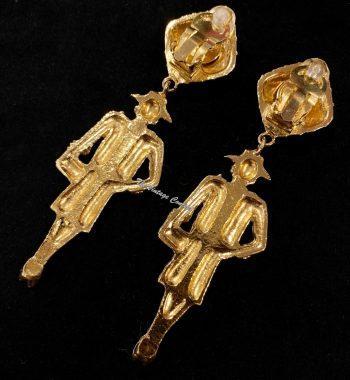 Chanel Gold Tone Coco Chanel Dangle Clip Earrings from 1980's (SOLD) - The Vintage Concept