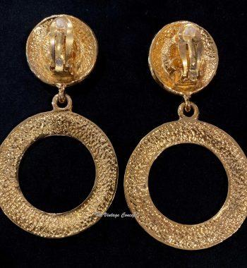 Chanel Gold Tone Faux Pearl Chunky Large Dangle Hoop Earrings "2 6" 1987/89 (SOLD) - The Vintage Concept