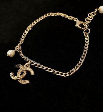 Chanel NEW Gold Tone CC Logo Faux Pearl Bracelet C21K - The Vintage Concept