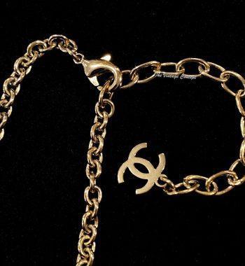 Chanel NEW Gold Tone Chain Dog Tag Style CC Logo Necklace F21K - The Vintage Concept