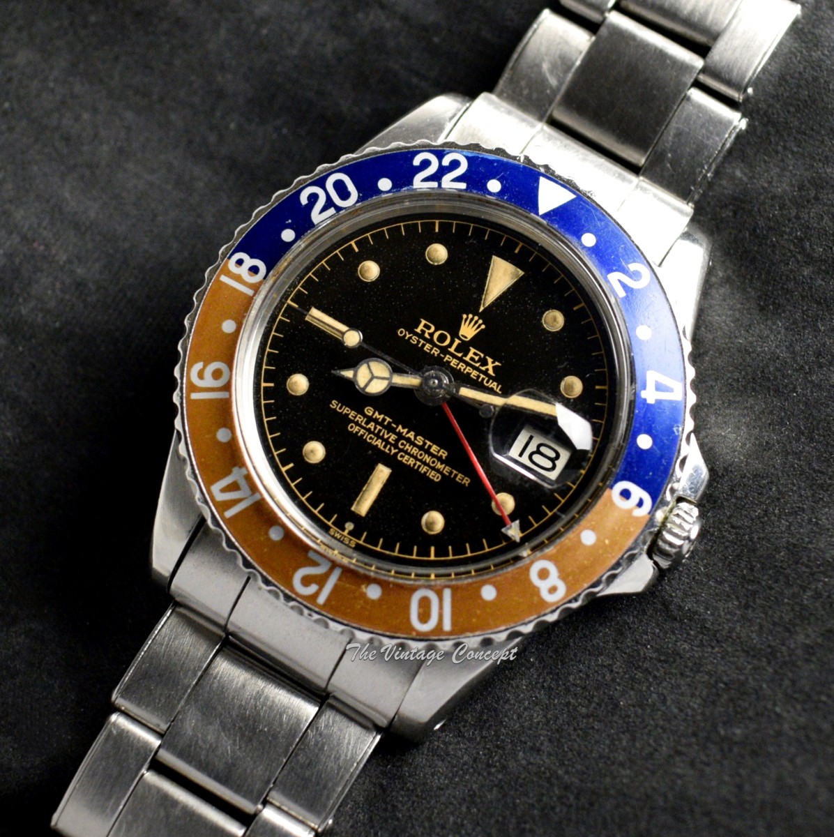 Rolex Steel Early GMT-Master Gilt Dial Chapter Ring Exclamation Dot 1675 (SOLD)