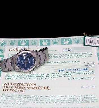 Rolex Steel Oyster Perpetual Datejust Blue Dial 16200 w/ Original Paper & Tag (SOLD) - The Vintage Concept