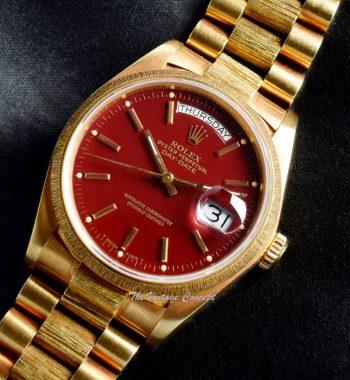 Rolex Day-Date 18K Yellow Gold Red Stella Oxblood Dial 18078