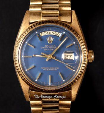 Rolex Day-Date 18K Yellow Gold Blue Dial 1803 (SOLD) - The Vintage Concept