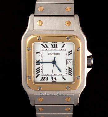 Cartier Large Two-Tone 18K Yellow Gold & Stainless Steel Santos Galbée 2961 Automatic Watch w/ Original Card (SOLD) - The Vintage Concept
