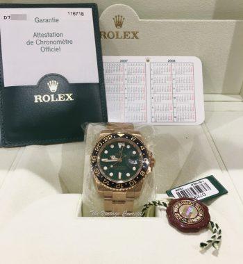 2005 Pre-Owned 90% NEW Rolex GMT-Master Yellow Gold Ceramic Green 116718LN (Full Set) (SOLD) - The Vintage Concept