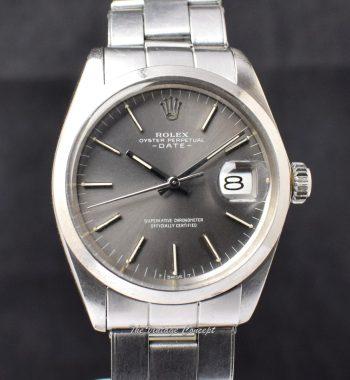 Rolex Steel Oyster Perpetual Date Grey Dial 1500 (SOLD) - The Vintage Concept