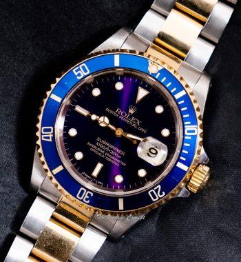 Rolex Submariner Yellow Gold & Steel Two-Tone Blue Purple Dial 16613