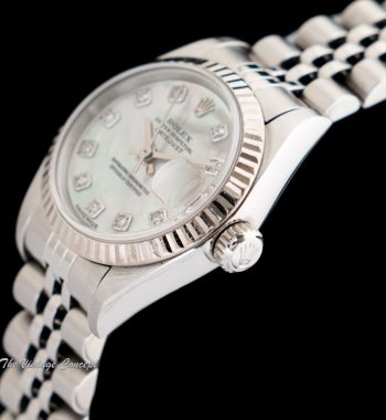 Rolex Steel Lady 26mm Datejust Mother of Pearl MOP Dial w/ Diamond Indexes 79174 (SOLD) - The Vintage Concept