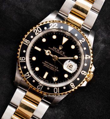 Rolex GMT-Master Two-Tone Yellow Gold & Steel Black Dial 16713 w/ Original Paper