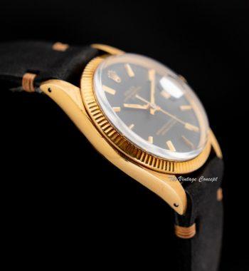 Rolex Oyster Perpetual Date 18K Yellow Gold Black Matte Dial 1503 (SOLD) - The Vintage Concept