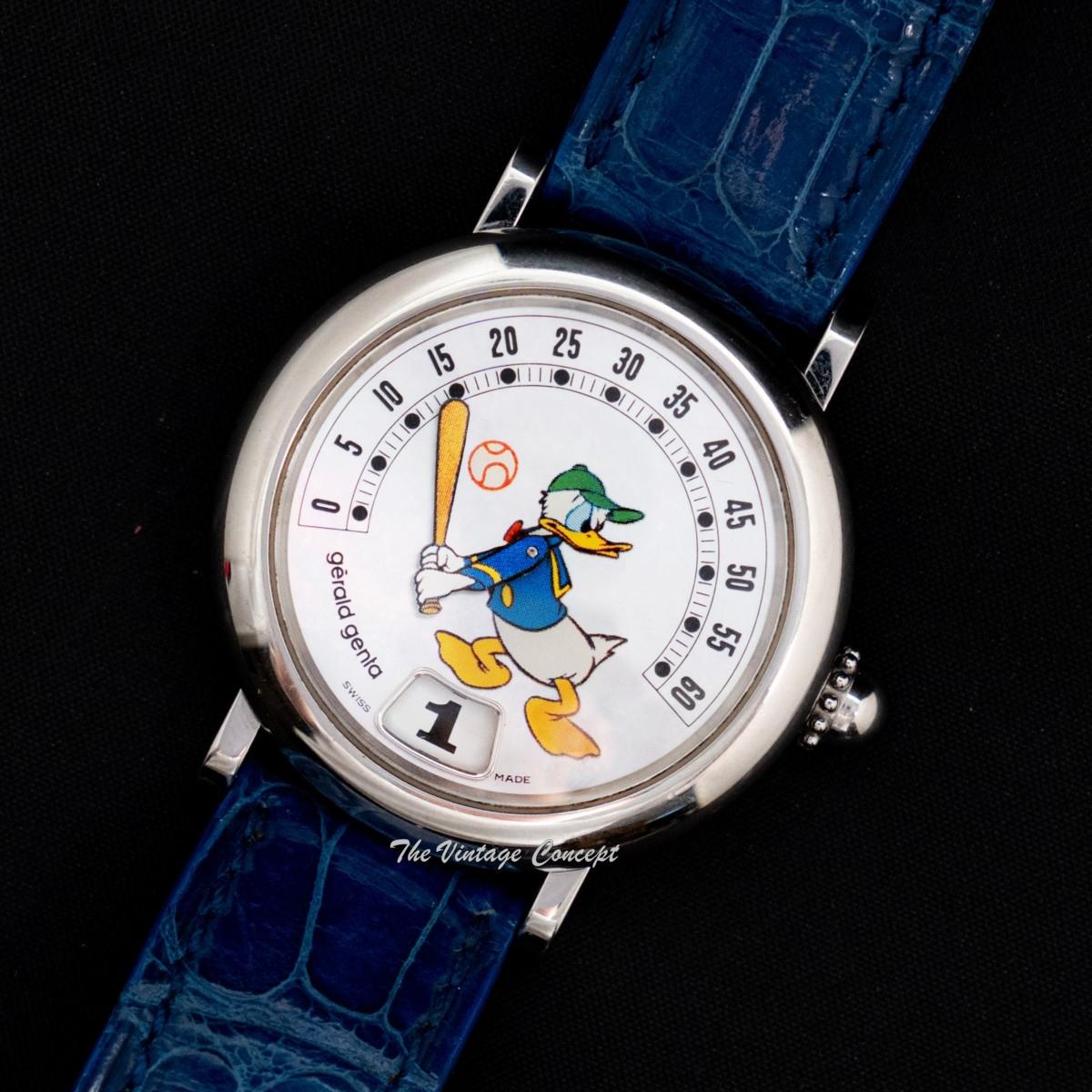 Gerald Genta Disney Fantasy Retro Donald Duck Mother of Pearl Dial Jumping Hour from 2000s  (SOLD)