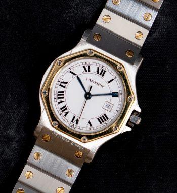 Octagon Two-Tone 18K Yellow Gold & Stainless Steel Santos Automatic 2966