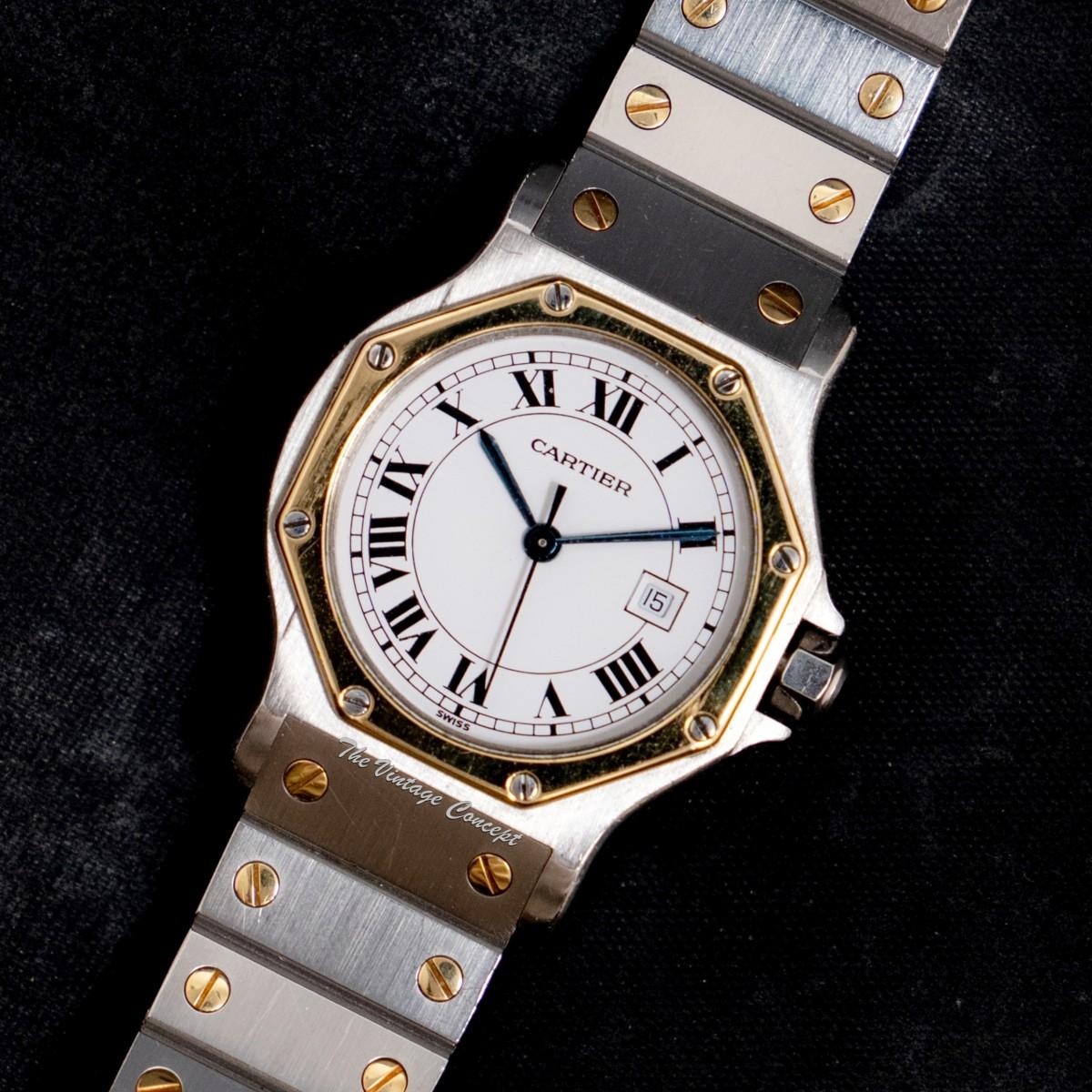 Cartier Octagon 30mm Two-Tone 18K Yellow Gold & Stainless Steel Santos Automatic 2966 (SOLD)