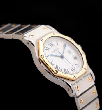 Cartier Octagon 30mm Two-Tone 18K Yellow Gold & Stainless Steel Santos Automatic 2966 (SOLD) - The Vintage Concept