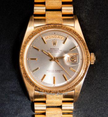 Rolex Day-Date 18K Yellow Gold Silver Grey Dial 1807 - The Vintage Concept