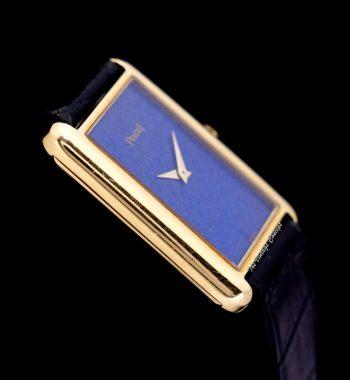 Rare Piaget 18K Yellow Gold Lapis Lazuli Dial Manual Wind Watch - The Vintage Concept