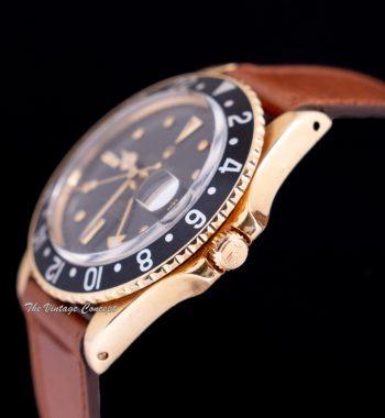 Rolex GMT-Master 18K Yellow Gold Black Grey Nipple Dial 1675 (SOLD) - The Vintage Concept