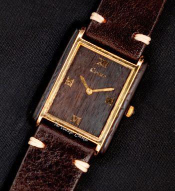 Cartier Tank 18K Electroplated Must de Cartier Wood Dial Mechanical Watch