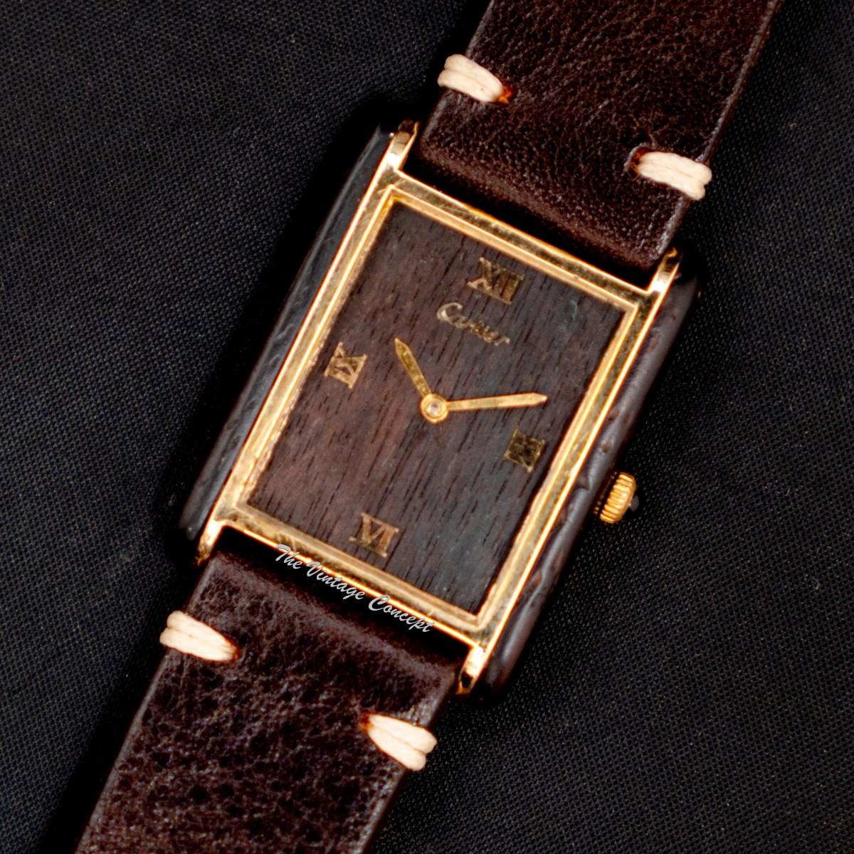 Cartier Tank 18K Electroplated Must de Cartier Wood Dial Mechanical Watch (SOLD)