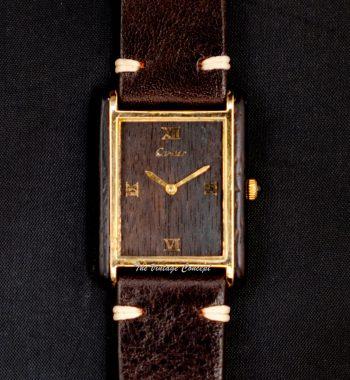 Cartier Tank 18K Electroplated Must de Cartier Wood Dial Mechanical Watch - The Vintage Concept
