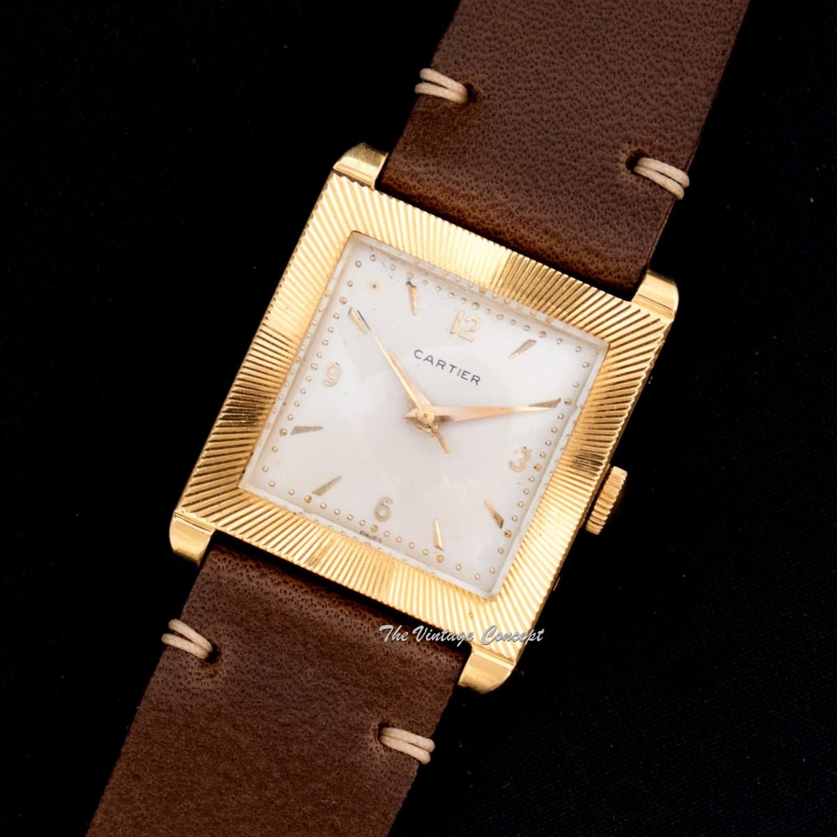 Cartier 18K YG Square 3,6,9 Indexes Dial