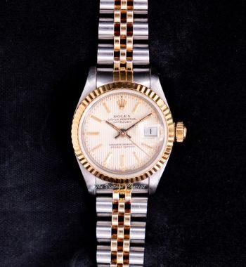 Rolex Lady Datejust Two-Tone Gold Linen Dial 69173 with Jubilee Bracelet - The Vintage Concept