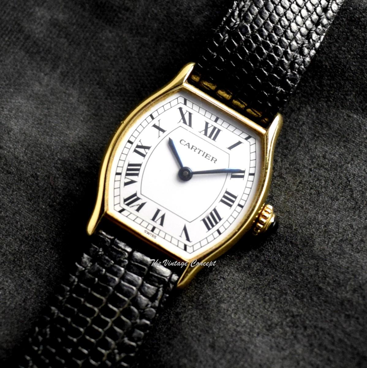 Vintage Cartier Lady Mini Tortue 7824 18K Yellow Gold Manual Wind