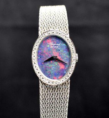 Chopard Lady 18K White Gold L’Heure de Diamant Black Opal Dial 5050 1 Cocktail Watch - The Vintage Concept
