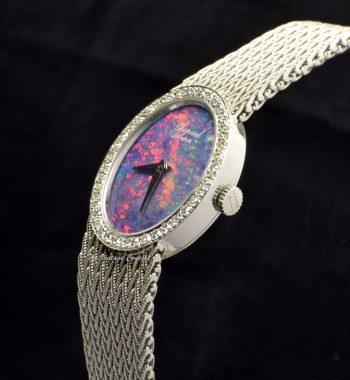 Chopard Lady 18K White Gold L’Heure de Diamant Black Opal Dial 5050 1 Cocktail Watch - The Vintage Concept