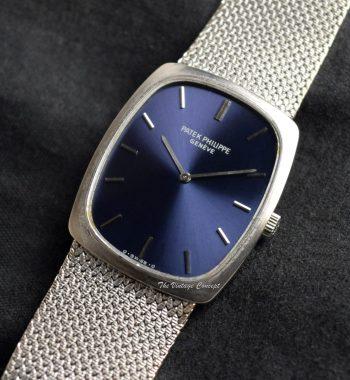 Patek Philippe 18K White Gold Blue Dial 3567 Manual Wind Bracelet Watch