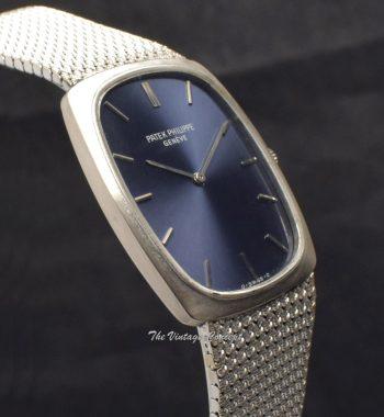 Patek Philippe 18K White Gold Blue Dial 3567 Manual Wind Bracelet Watch - The Vintage Concept