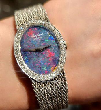 Chopard Lady 18K White Gold L’Heure de Diamant Black Opal Dial 5050 1 Cocktail Watch (SOLD) - The Vintage Concept