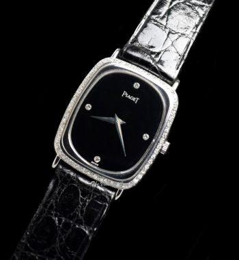 Piaget 18K WG Rectangular Onyx & Factory Diamond Dial 92510 Manual Wind Watch