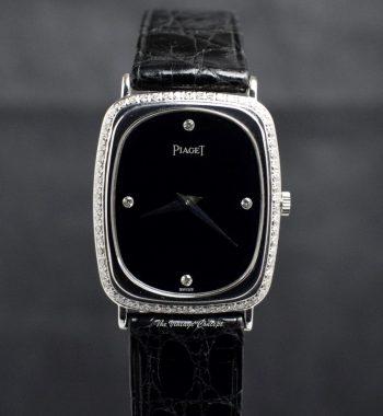 Piaget 18K WG Rectangular Onyx & Factory Diamond Dial 92510 Manual Wind Watch - The Vintage Concept