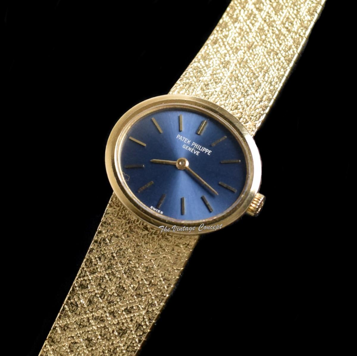 Patek Philippe Lady 18K YG Ellipse Blue Dial 3349 Manual Wind Watch