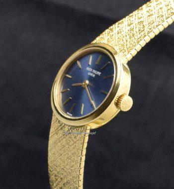 Patek Philippe Lady 18K YG Ellipse Blue Dial 3349 Manual Wind Watch (SOLD) - The Vintage Concept